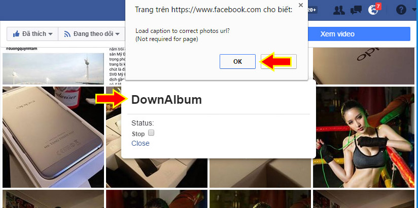 Tải toàn bộ ảnh trênFacebook cực dễ với tiện ích
mở rộng DownAlbum