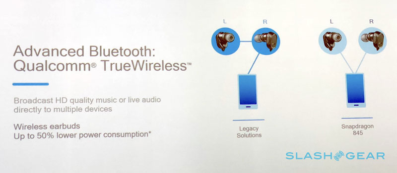 Bluetooth 5.0 trên Snapdragon 845 cho phép kết hợp
hai thiết bị để nghe nhạc cùng lúc, tiết kiệm 50% điện năng