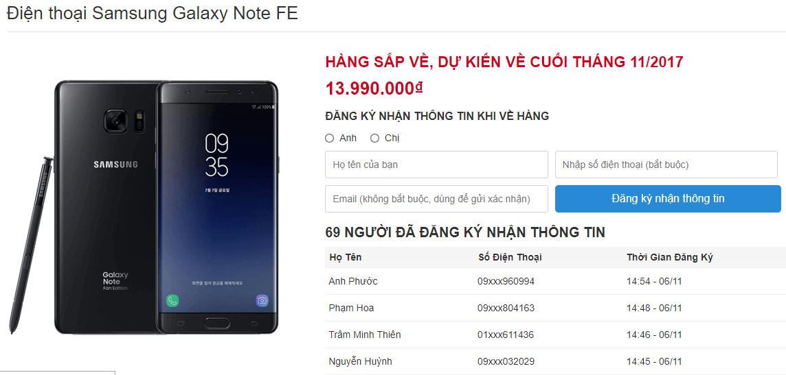 Galaxy Note FE có
giá bán
chính hãng tại Việt Nam, bao nhiêu người sẽ sở hữu với mức
giá này?