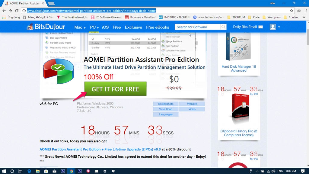 Mời nhận miễn phí
phần mềm
quản lý phân vùng ổ cứng AOMEI Partition Assistant Pro 6.6
trị giá 40 USD