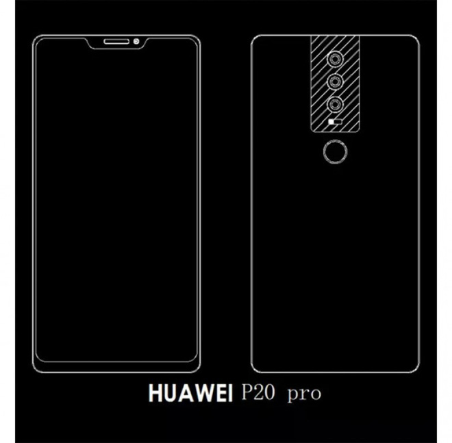 Rò rỉ hình ảnh
Huawei P20 Pro: Mặt trước có tai thỏ giống iPhone X, cùng hệ
thống 3 camera sau