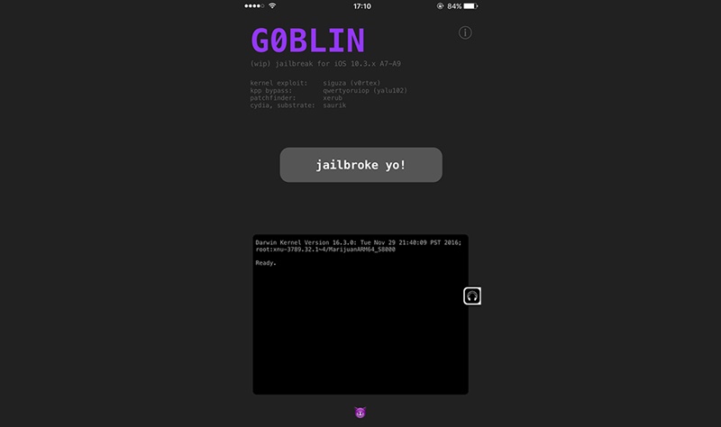 Hướng dẫn Jailbreak
iOS
10.3.3 - 10.3 (64-bit) bằng G0blin không cần sử dụng tới máy
tính