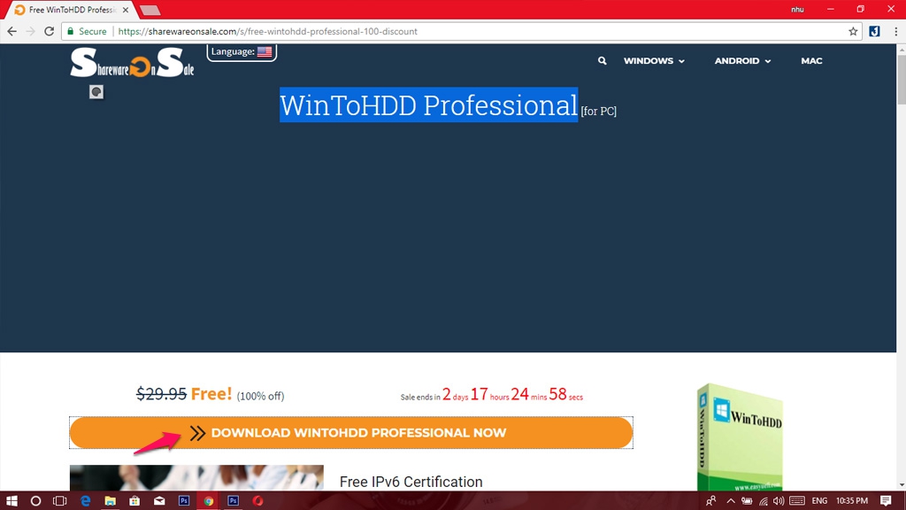 WinToHDD
Professional: Phần mềm hỗ trợ cài Windows cực kỳ đơn giản
không cần USB đang miễn phí bản quyền. trị giá 29.95 USD