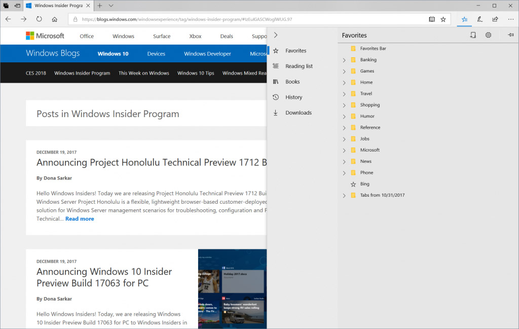 Những cải tiến vược
bậc mà
Microsoft Edge có được qua Windows 10 Insider Preview build
17074