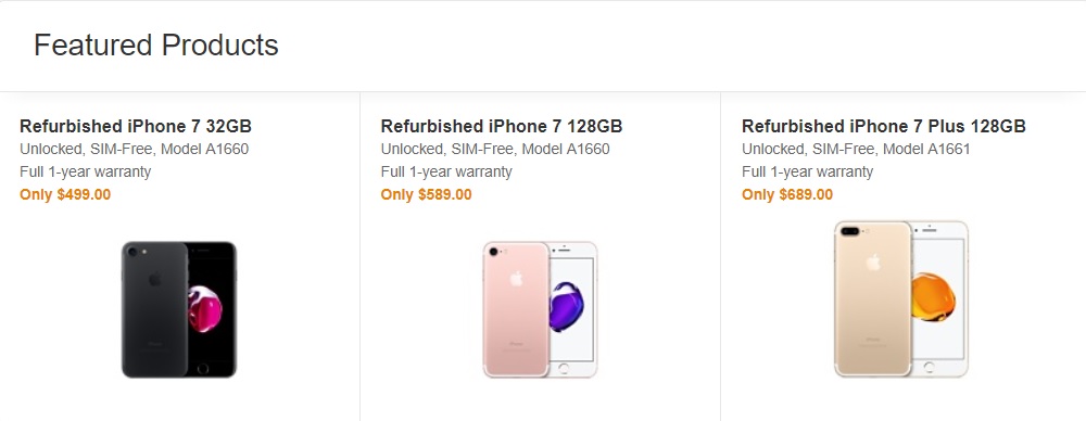 Apple chính thức
bán iPhone 7/7 Plus refurbished, giá giảm 10% còn từ 499
USD