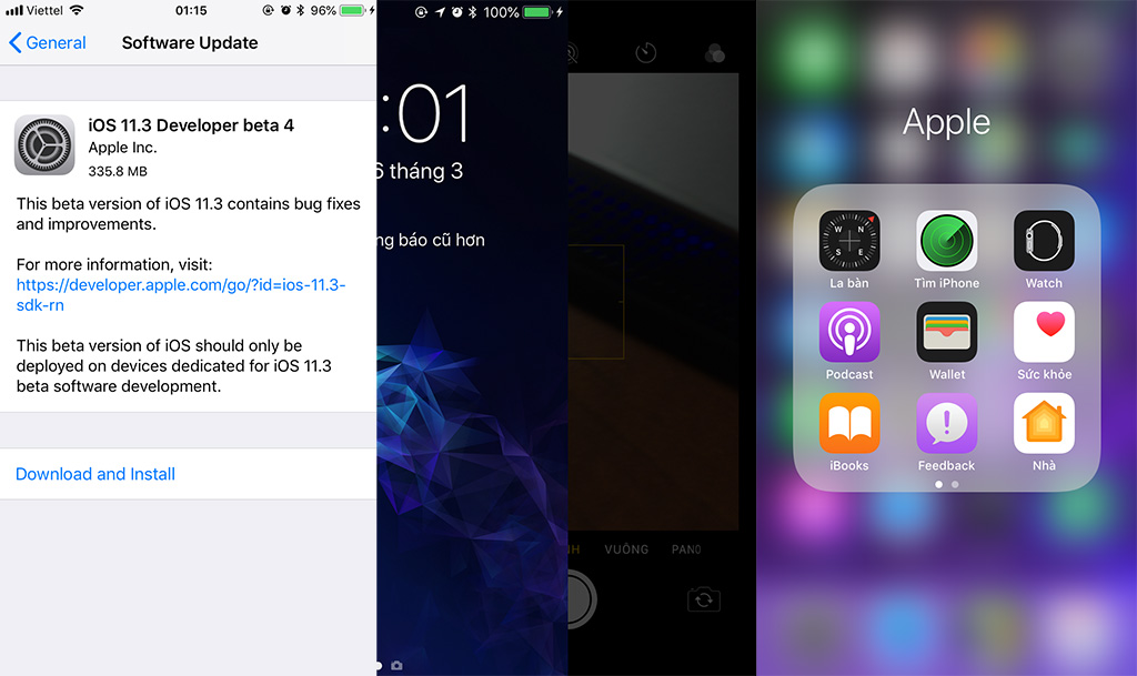 Hướng dẫn cập nhật
iOS 11.3
Beta 4: Sửa lỗi quan trọng