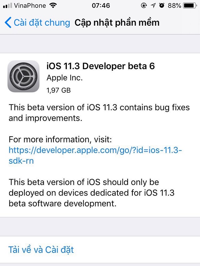 Apple phát hành iOS
11.3 Beta 6 tiếp tục cải thiện hiệu năng và sửa lỗi, anh em
tải về trải nghiệm nhé!