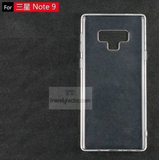 Ốp lưng Samsung Galaxy Note9 cho thấy vị trí đặt
cảm biến vân tay mới và một nút bấm bí ẩn