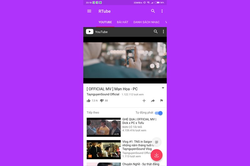 RTube: Ứng dụng miễn
phí giúp tải video từ YouTube trên thiết bị Android