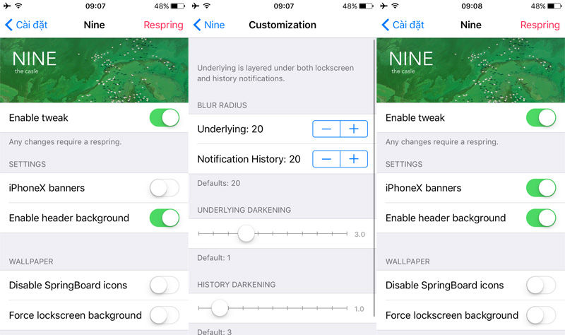 Hướng dẫn giao diện
thông báo từ iOS 9 lên iOS 11 dành cho thiết bị đã
jailbreak