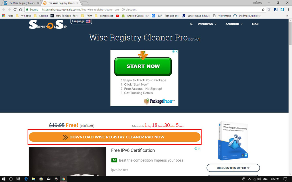 Nhanh tay tải về phần mềm Wise Registry Cleaner
Pro trị giá 19.95 USD đang được miễn phí trong thời gian
ngắn