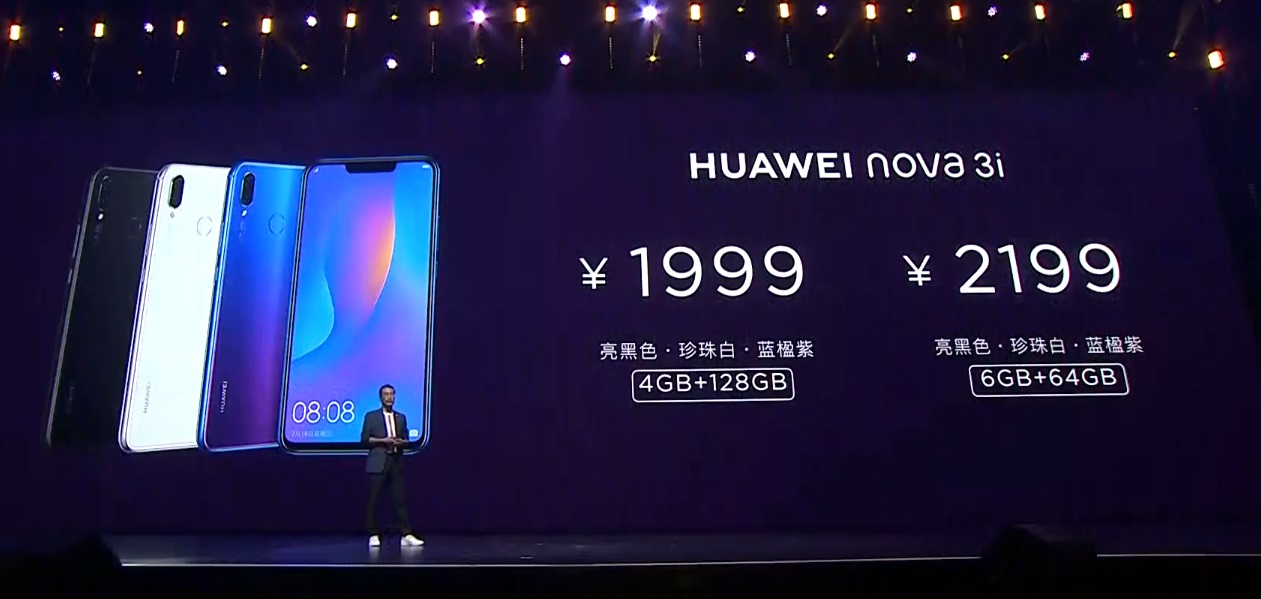 Huawei Nova 3/Nova 3i
chính thức ra mắt với màn hình tai thỏ 6.3 inch, 4 camera,
giá từ 6.9 triệu