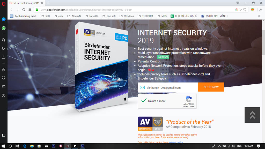 Chia sẻ 6 tháng bản
quyền phần mềm Bitdefender Internet Security 2019
