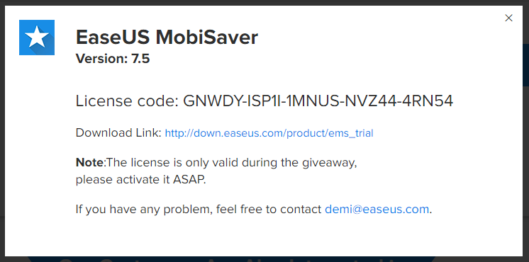 EaseUS
MobiSaver Pro: Phần mềm phục hồi dữ liệu iPhone, iPad trị
giá 69USD, đang miễn phí bản quyền trong thời gian ngắn
