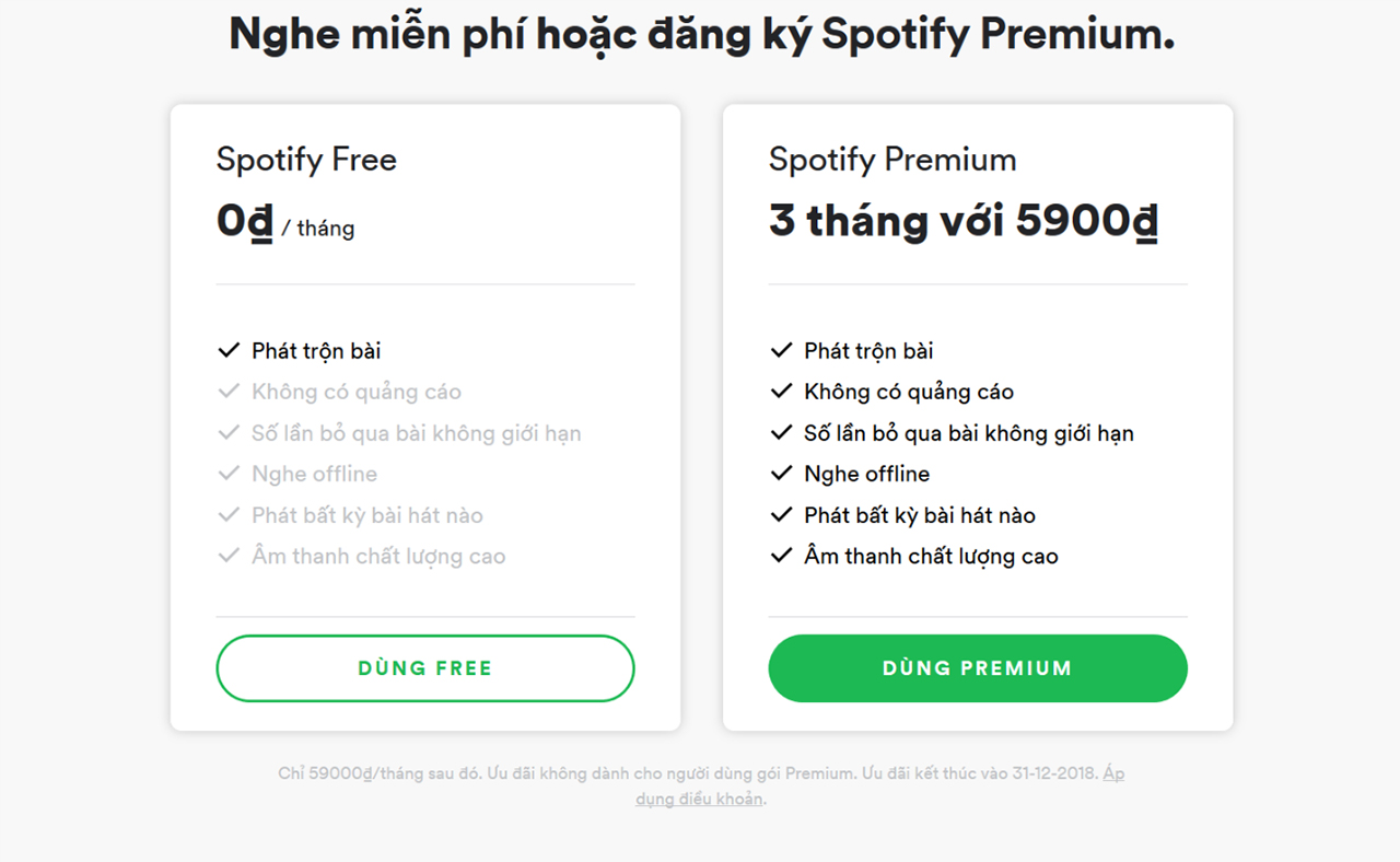 Spotify Việt
Nam đang có khuyến mãi gói Premium 3 tháng giá chỉ 5.900đ,
mời anh em đăng ký