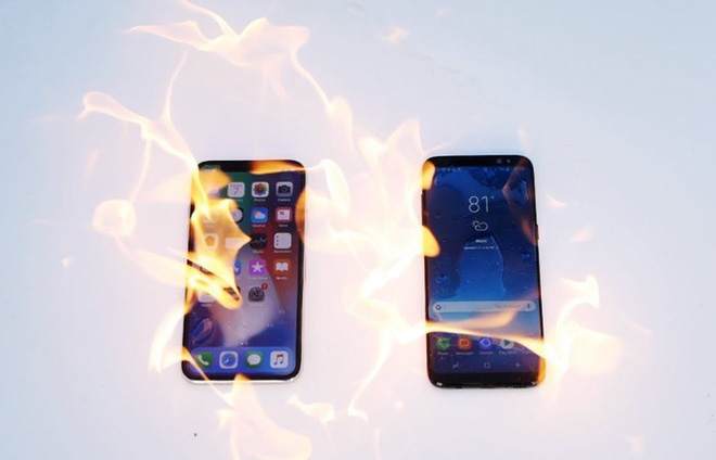 Cùng xem video đốt cháy iPhone X và Galaxy S8, xem ai bền hơn ai nhé