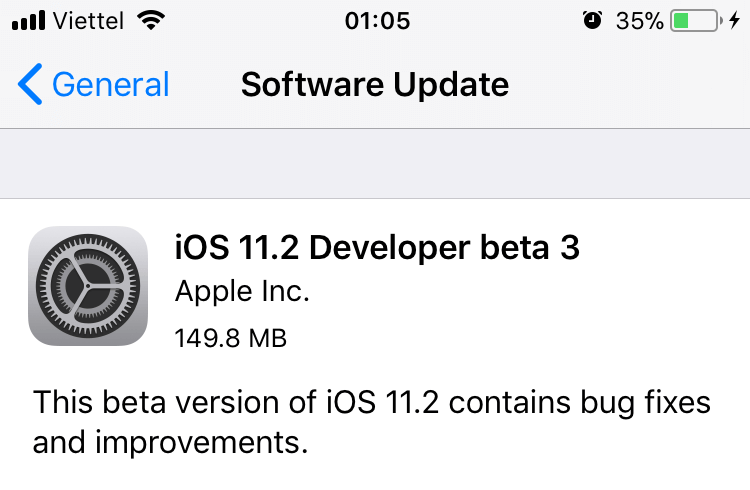 Hướng dẫn update
iOS 11.2
Beta 3 đã có thể tắt bật Bluetooth và Wifi trong Control
Center lâu hơn