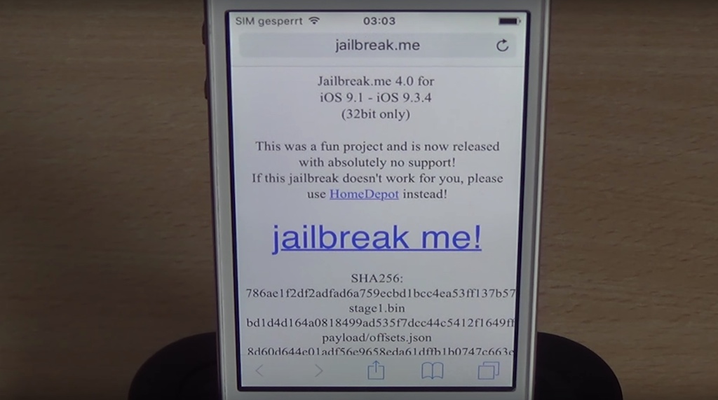 Đã có thể jailbreak iOS 9.1–iOS 9.3.4 trên iPhone, iPad, iPod touch 32-bit trực tiếp bằng Safari