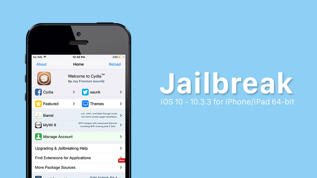 Đã có thể Jailbreak iOS 10.3.3 trên iPhone, iPad sử dụng chip 64-bit nhưng Cydia chưa được cập nhật