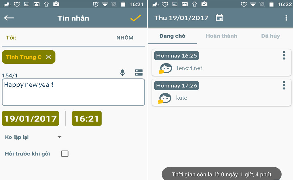 Mời tải về ứng dụng giúp hẹn giờ
gửi tin nhắn chúc Tết cực hay cho Android