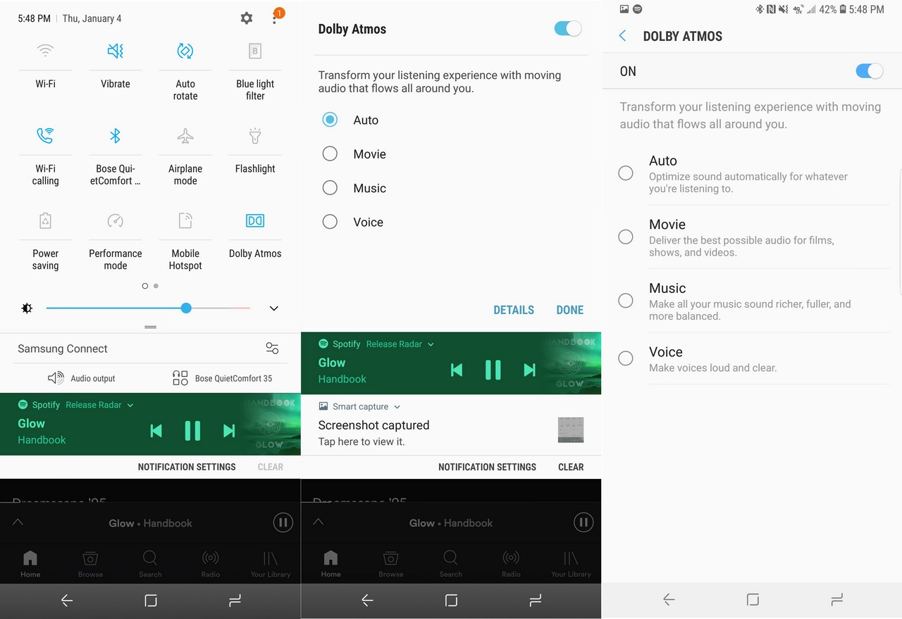 Samsung sẽ tích hợp
hiệu ứng âm thanh Dolby Atmos cho Galaxy S8 trên bản cập
nhật Android 8 Oreo