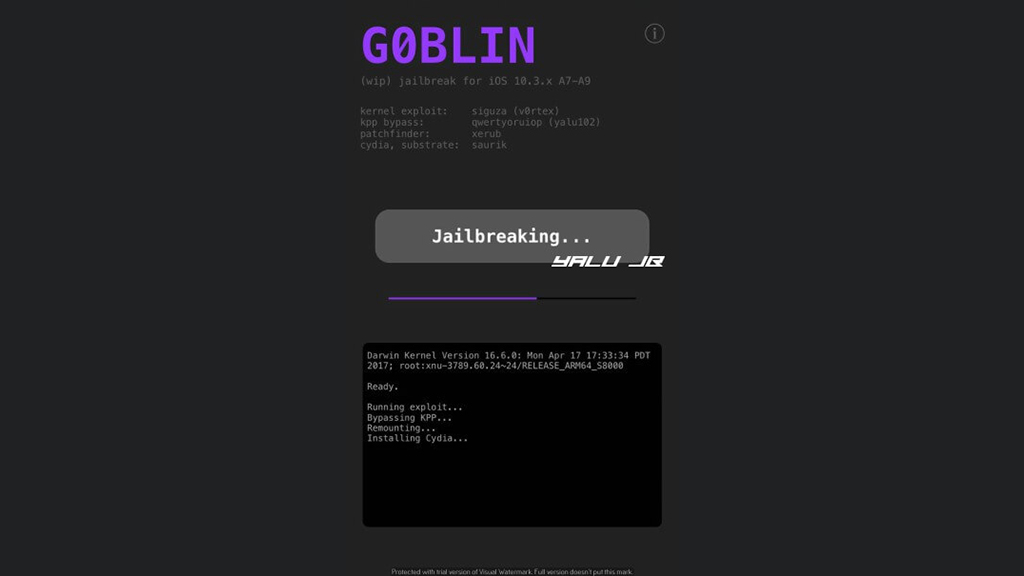 (Update V3) G0blin
-
Jailbreak iOS 10.3.3 - 10.3 dành cho iPhone, iPad sử dụng
chip 64-bit
