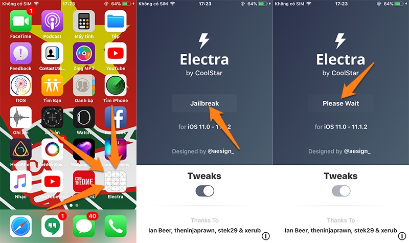Hướng dẫn Jailbreak
iOS
11.0 -11.1.2 bằng Electra không cần sử dụng máy tính