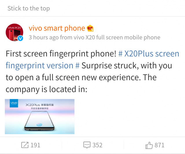 Vivo chính thức
giới thiệu Flagship X20 Plus UD, smartphone đầu tiên trang
bị cảm biến vân tay dưới màn hình