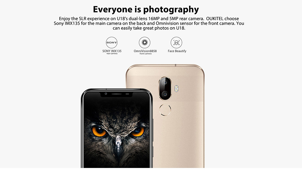 OUKITEL ra mắt
Oukitel U18 với thiết kế tai thỏ giống iPhone X, với giá chỉ
3.600.000 VNĐ