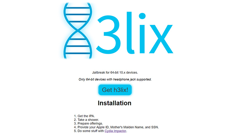 Tihmstar phát hành
doubleH3lix, công cụ hỗ trợ jailbreak iOS 10 - 10.3.3 cho
máy sử dụng 64-bit
