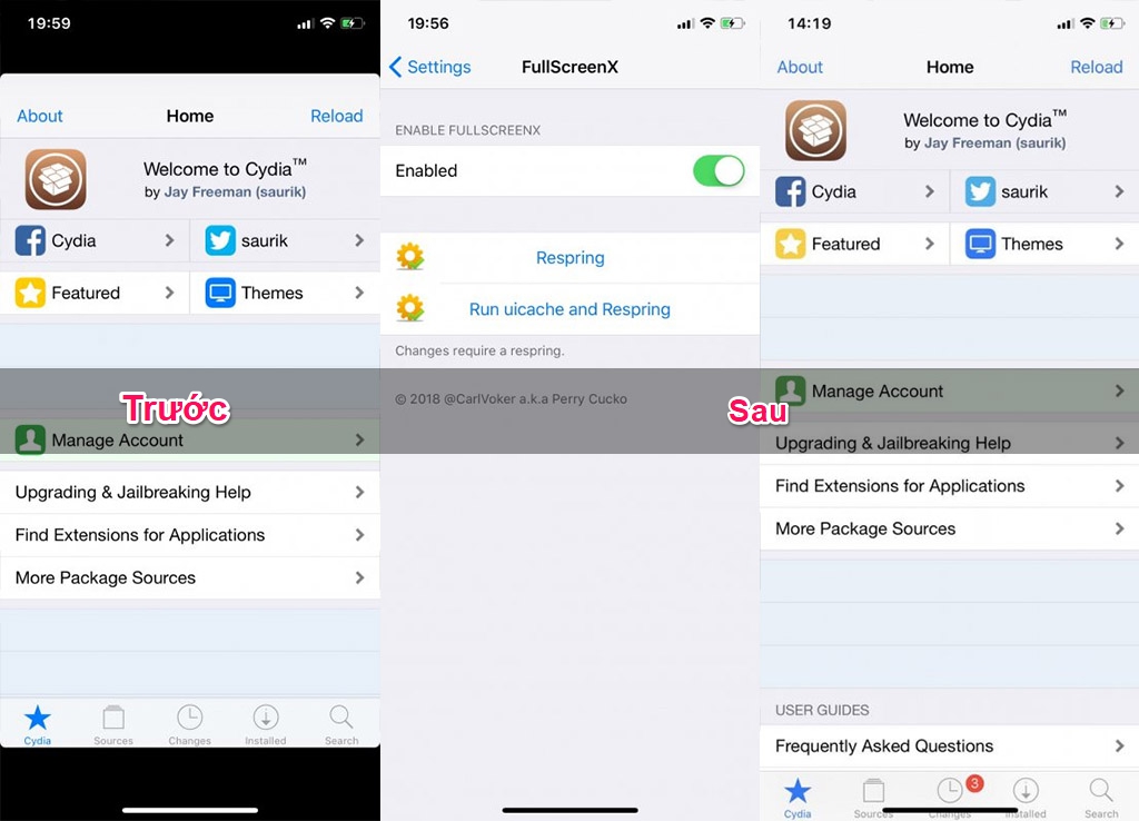 FullScreenX: Tinh
chỉnh giúp mở full giao diện cho các game và ứng dụng chưa
hỗ trợ trên iPhone X