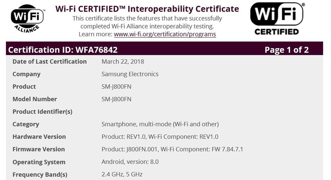 Samsung Galaxy J8
(2018) được chứng nhận Wi-Fi trước ngày ra mắt