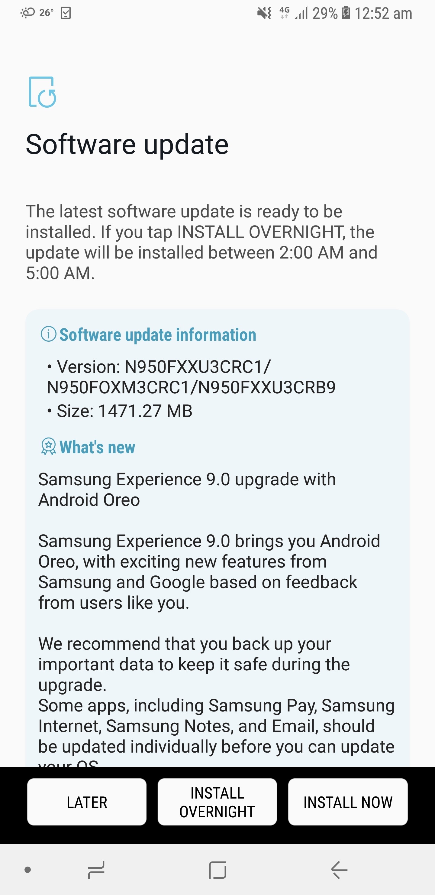 Samsung chính thức phát
hành bản nâng cấp Android 8.0 Oreo cho Galaxy Note 8