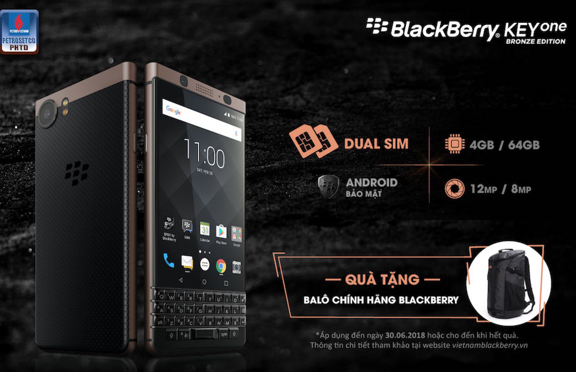 BlackBerry KEYone
Bronze Edition chính thức ra mắt tại Việt Nam, giá
16.490.000 VNĐ