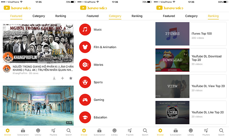 BananaVideo: Ứng
dụng tương tự YouTube ++ với tính năng tải và phát nhạc
trong nền trên App Store