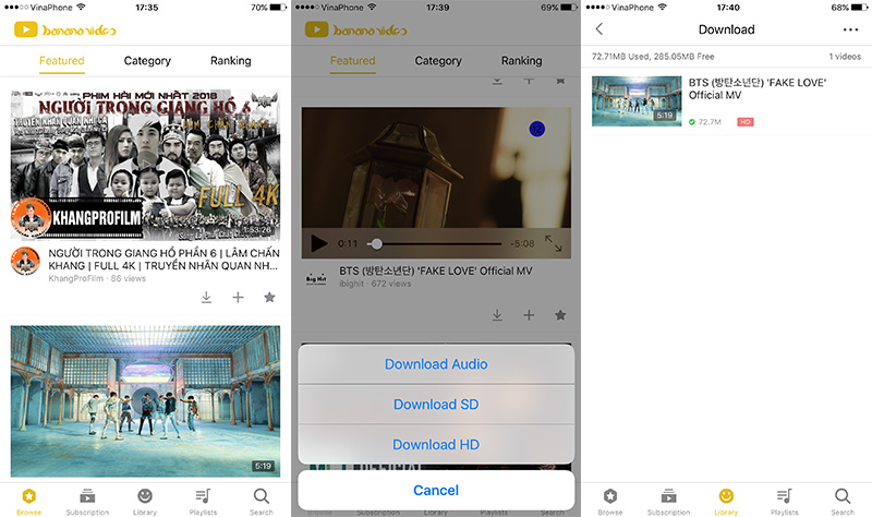 BananaVideo: Ứng
dụng tương tự YouTube ++ với tính năng tải và phát nhạc
trong nền trên App Store
