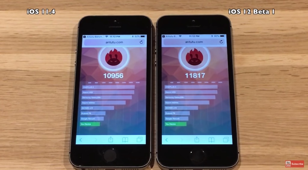 Cùng xem video so sánh tốc độ iOS 12 beta và iOS 11.4 từ iPhone 5S đến iPhone 8
