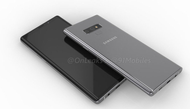 Ốp lưng Samsung
Galaxy Note9 cho thấy vị trí đặt cảm biến vân tay mới và một
nút bấm bí ẩn