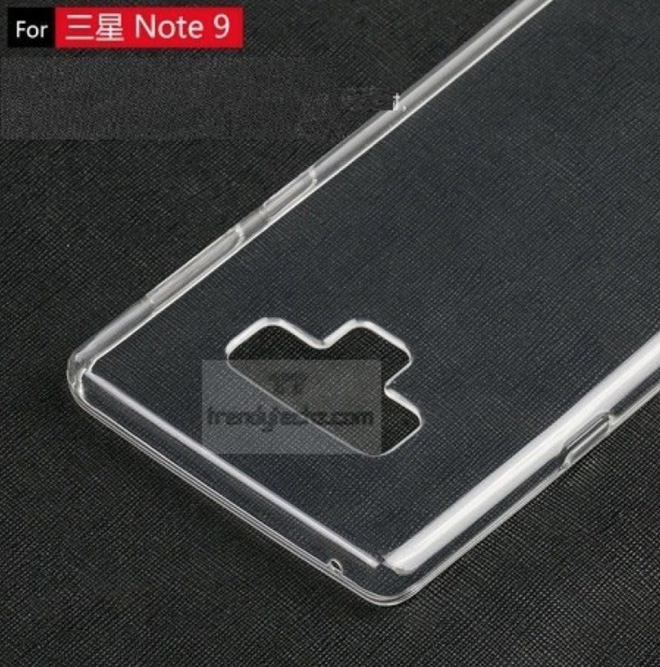 Ốp lưng Samsung Galaxy Note9 cho thấy vị trí đặt
cảm biến vân tay mới và một nút bấm bí ẩn