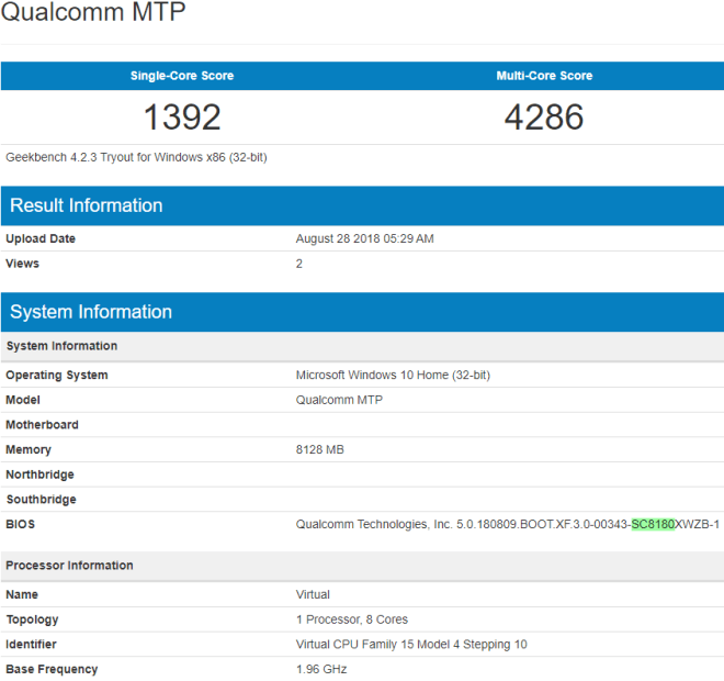 Qualcomm Snapdragon
1000 (8180) lần đầu tiên lộ điểm hiệu năng trên Geekbench