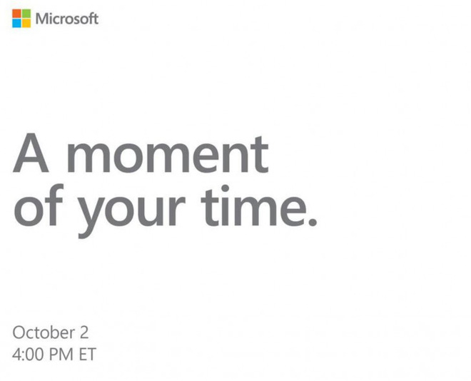 Sự kiện Surface
tiếp theo của Microsoft sẽ chính thức diễn ra vào ngày 2
tháng 10