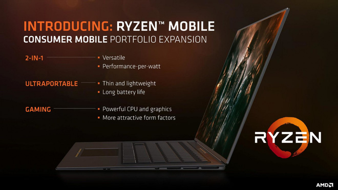 AMD ra mắt xử lý
Ryzen 5 2600H và Ryzen 7 2800H 45W cho laptop để tuyên
chiến với Coffee Lake H của Intel