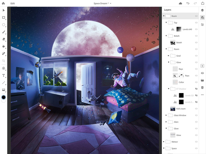 Adobe công bố
Photoshop CC bản đầy đủ dành cho iPad vào năm 2019, có thể
đồng bộ với desktop