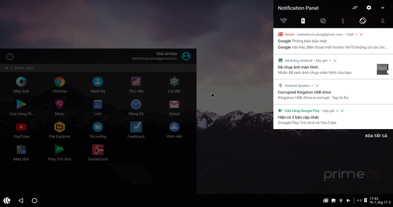PrimeOS: Hệ điều hành giả lập Android OS miễn
phí trên máy tính Windows