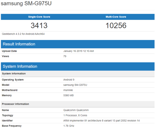 Samsung Galaxy S10
Plus lộ điểm hiệu năng không thật sự ấn tượng với cấu hình
Snapdragon 855 và 6GB RAM