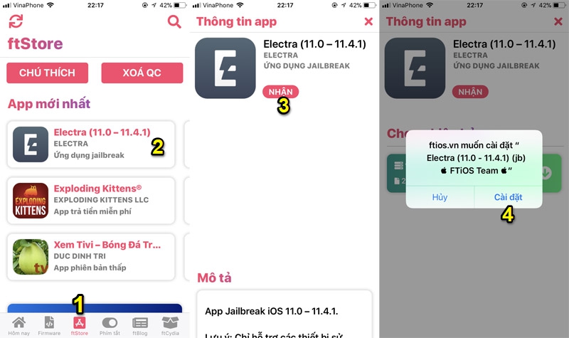 Hướng dẫn cài Electra
Jailbreak iOS 11.4 - 11.4.1 và cách khắc phục lỗi crash sau
khi nhấn nút Jailbreak trên Electra