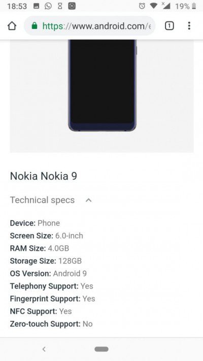 Google vô tình tiết
lộ thông số Nokia 9 PureView với Snapdragon 845 năm ngoái và
chỉ có 4GB RAM