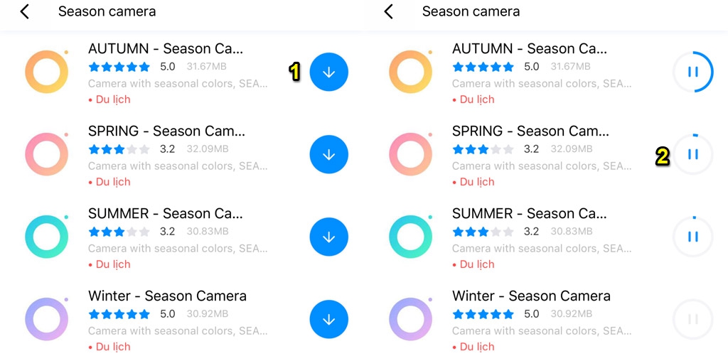 Hướng dẫn tải về miễn
phí bộ ứng dụng Season Camera dành cho iPhone