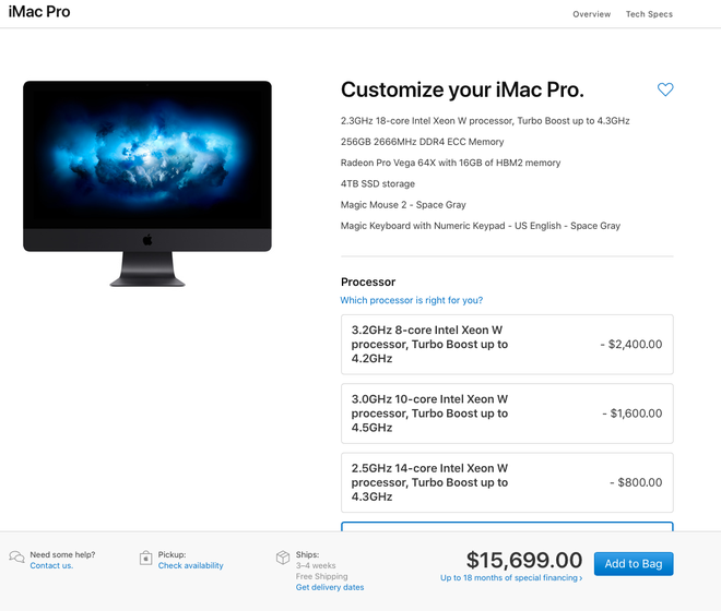 iMac Pro được Apple
bổ sung thêm tùy chọn RAM 256GB, giá tối đa 365 triệu đồng