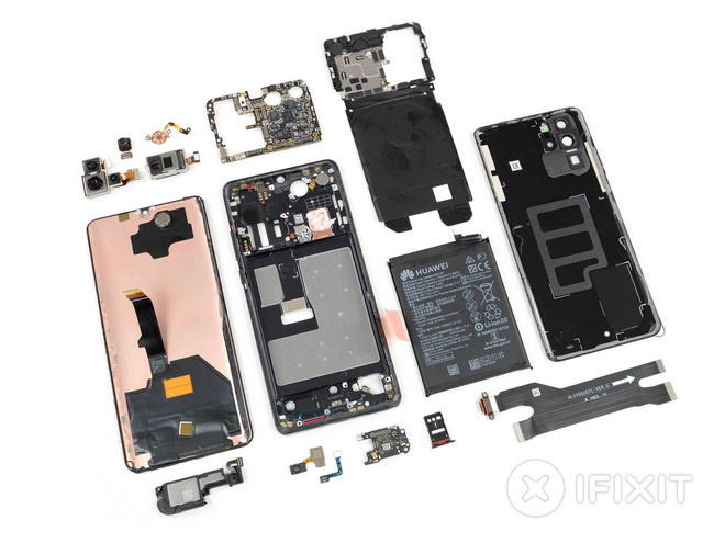 iFixit mổ bụng Huawei
P30 Pro, bị đánh giá là khó sửa chữa với mức điểm chỉ là
4/10